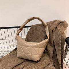 Women Underarm Bag Quilted Rhombus Pattern Solid PU Leather Shoulder Bag