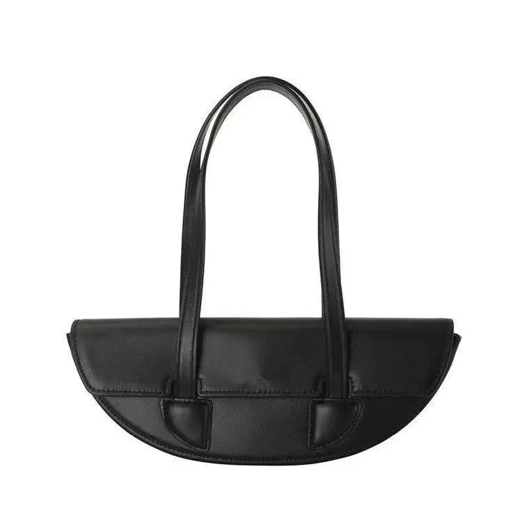 Women Underarm Bag Retro Solid Ladies Half Moon Handbags