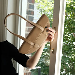 Women Underarm Bag Retro Solid Ladies Half Moon Handbags