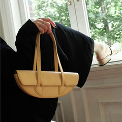Women Underarm Bag Retro Solid Ladies Half Moon Handbags