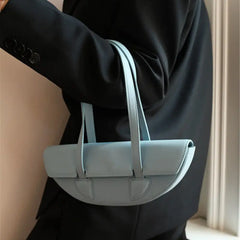 Women Underarm Bag Retro Solid Ladies Half Moon Handbags