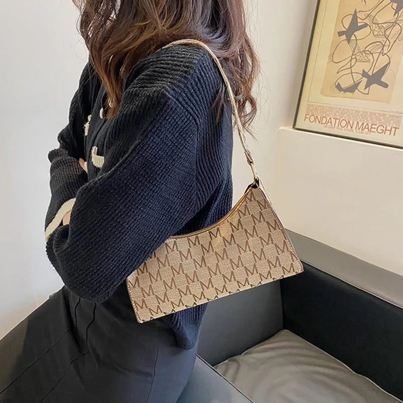 Women Underarm Bag Shoulder Bag Square Shape Short Straps Casual Handbag