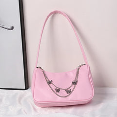Women Underarm Bags Leather Hobos Clutch Purse Chain Zipper Closure Tote