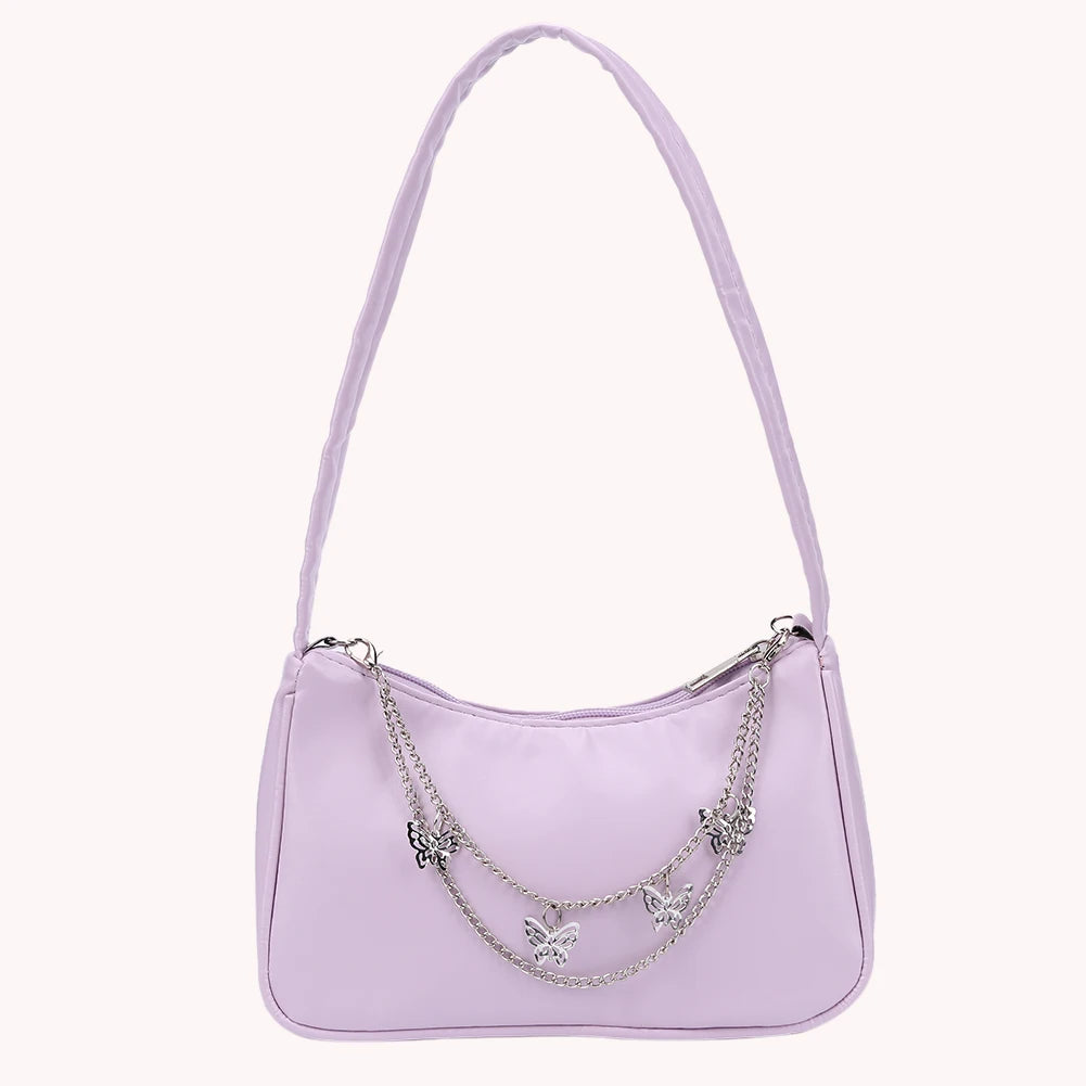 Women Underarm Bags Leather Hobos Clutch Purse Chain Zipper Closure Tote