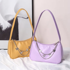 Women Underarm Bags Leather Hobos Clutch Purse Chain Zipper Closure Tote