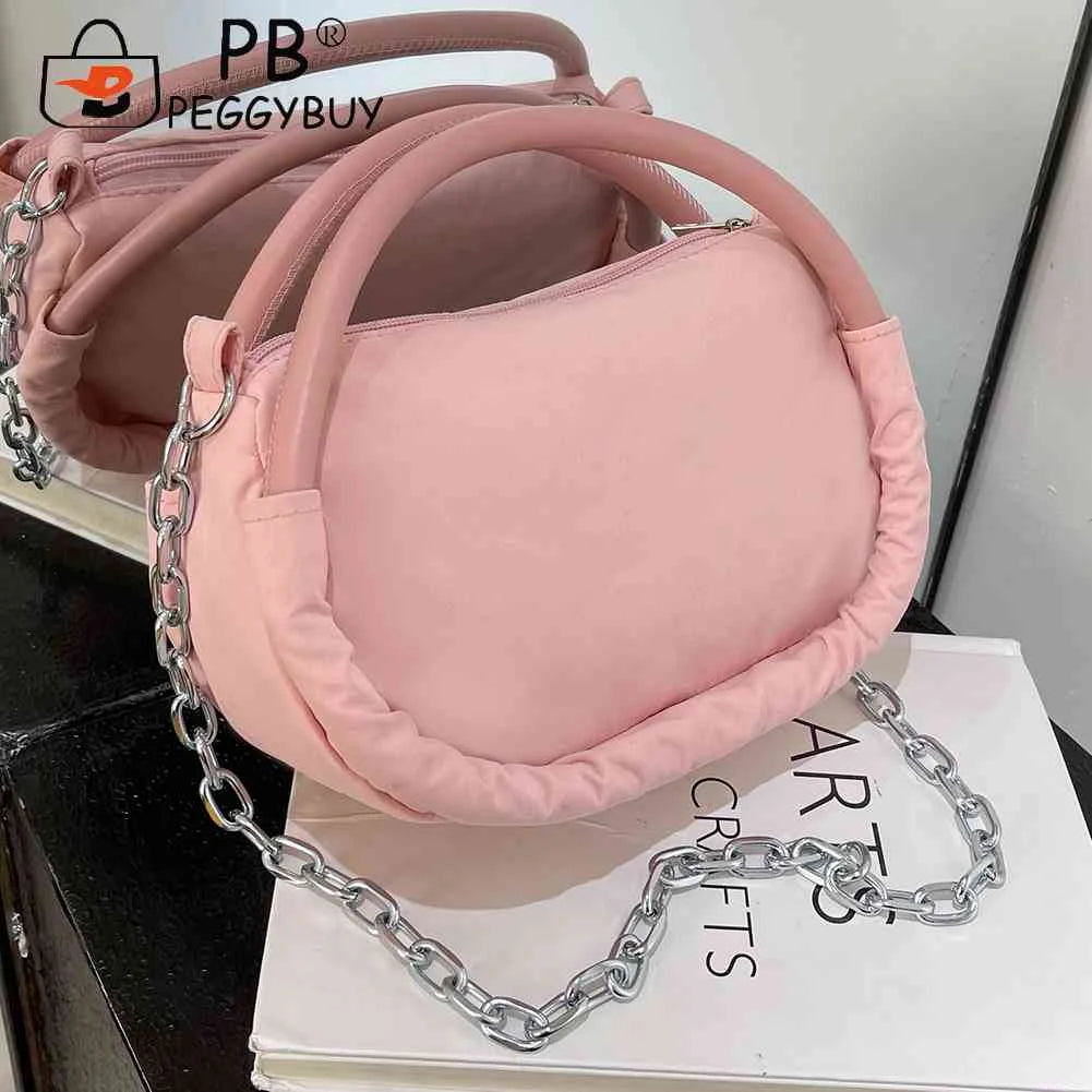 Women Underarm Bags Solid Oxford Cloth Ladies Hand Bags Casual Chain