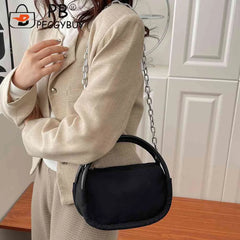Women Underarm Bags Solid Oxford Cloth Ladies Hand Bags Casual Chain