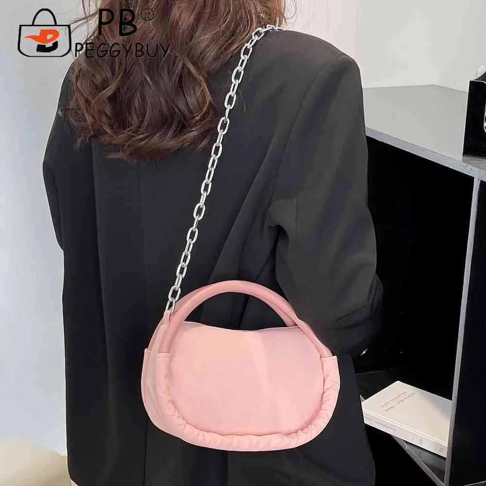 Women Underarm Bags Solid Oxford Cloth Ladies Hand Bags Casual Chain