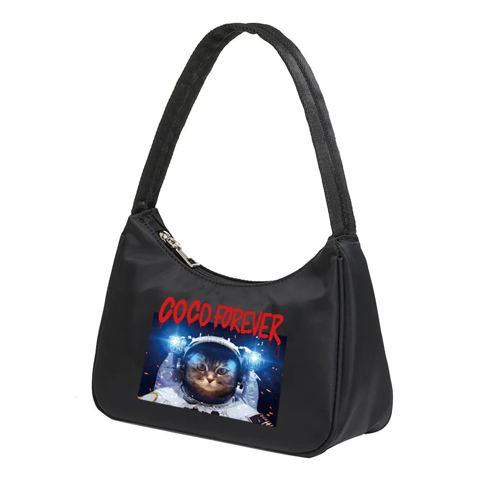 Women Underarm Shoulder Bags Harajuku Astronaut Print Pouch Totes Handbag