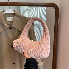 Velvet Tote Bag Large Capacity Casual Handbag Shoulder Bag