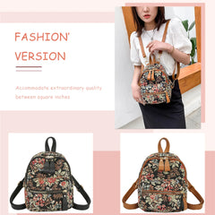Vintage Floral Pattern Backpacks Retro Stylish Canvas Flower Print