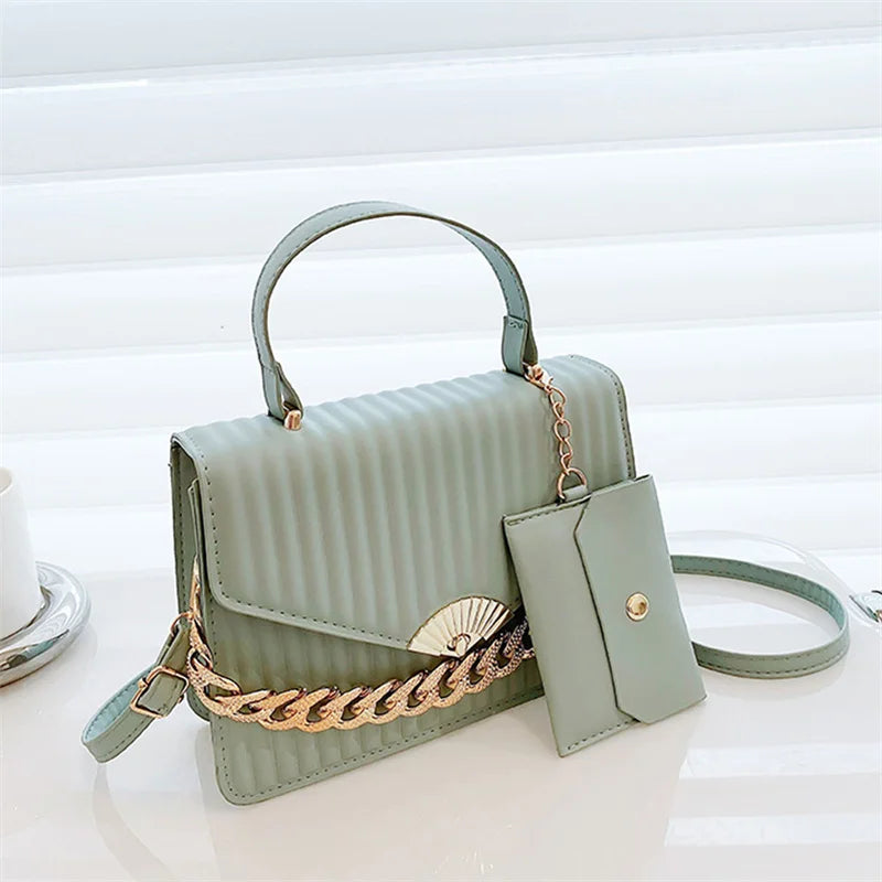 Vintage Shoulder Crossbody Bag Chain PU Leather Handbags