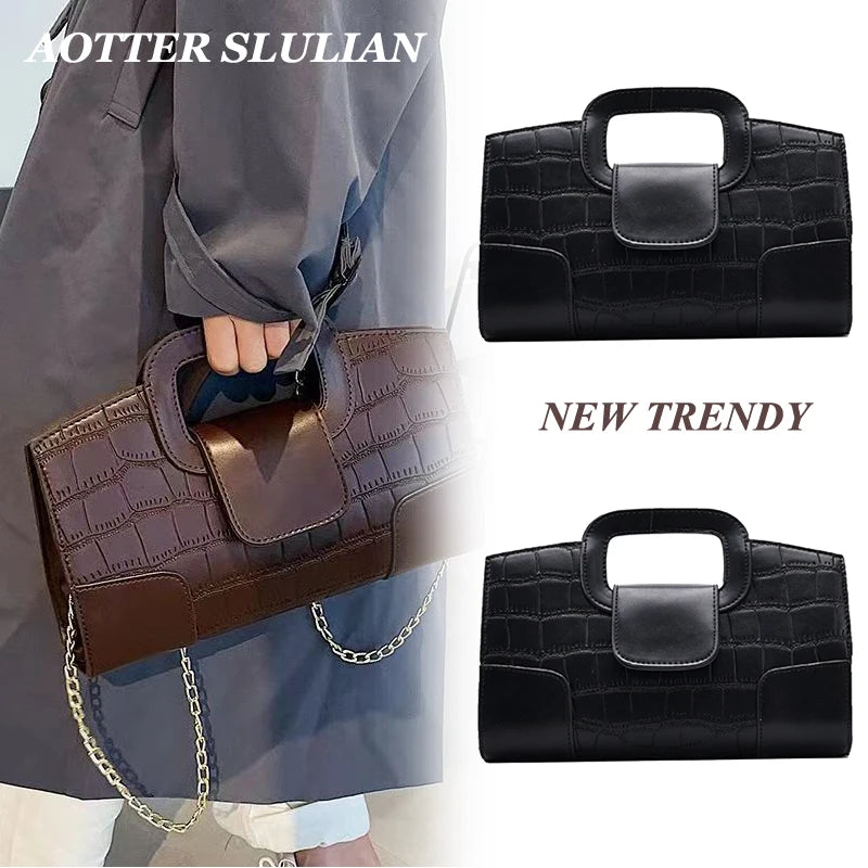 Vintage Crossbody Bags PU Leather Chain Bolsos Female Casual Party