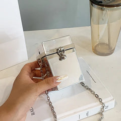 Vintage Retro Clutch Acrylic Silver Lipstick Bags Evening Party Handbag
