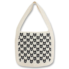 Vintage Plaid Geometric Slouchy Side Bag Soft Knitted Casual Shopping Bag