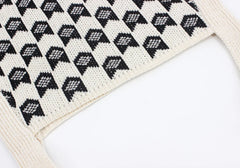 Vintage Plaid Geometric Slouchy Side Bag Soft Knitted Casual Shopping Bag