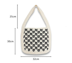 Vintage Plaid Geometric Slouchy Side Bag Soft Knitted Casual Shopping Bag