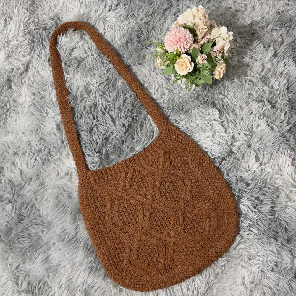 Vintage Knitting Shoulder Bag Crochet Large Capacity Lightweight Tote Crossbody