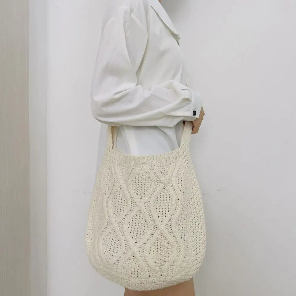 Vintage Knitting Shoulder Bag Crochet Large Capacity Lightweight Tote Crossbody