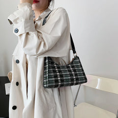 Vintage Lattice Pattern Shoulder Bag Cotton Handbag Ladies Casual Tote