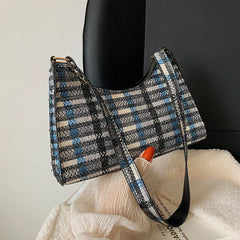 Vintage Lattice Pattern Shoulder Bag Cotton Handbag Ladies Casual Tote