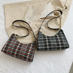 Vintage Lattice Pattern Shoulder Bag Cotton Handbag Ladies Casual Tote