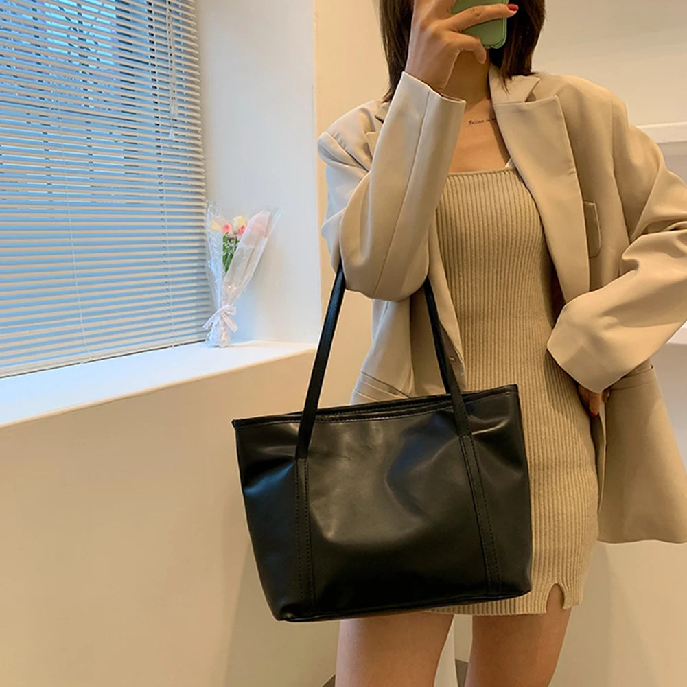 Vintage Leather Women Handbags Shoulder Bag Lady Tote Large Capacity Zipper