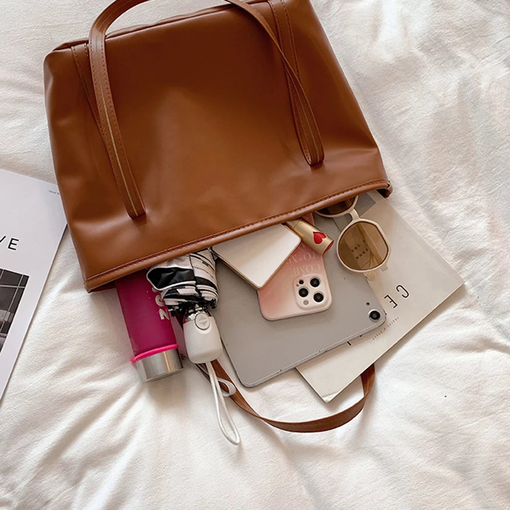 Vintage Leather Women Handbags Shoulder Bag Lady Tote Large Capacity Zipper