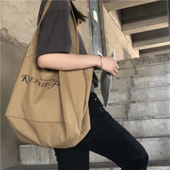 Women Vintage Letter Canvas Tote - Large Capacity All-match Shopper