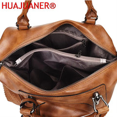 Vintage Leather Shoulder Bag Women Casual Tote Travel Handbag