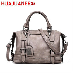 Vintage Leather Shoulder Bag Women Casual Tote Travel Handbag