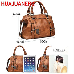 Vintage Leather Shoulder Bag Women Casual Tote Travel Handbag