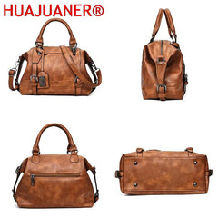 Vintage Leather Shoulder Bag Women Casual Tote Travel Handbag