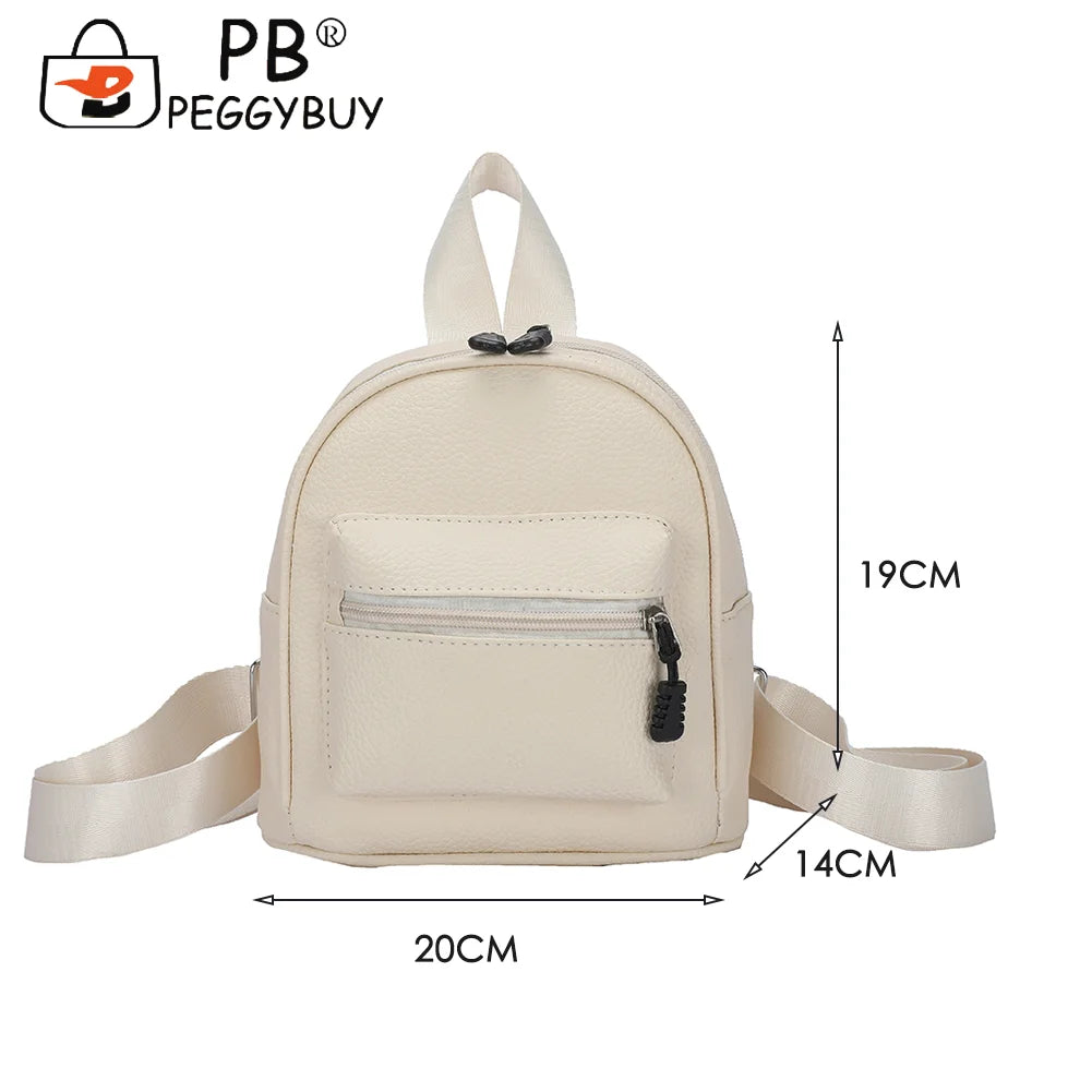 Vintage PU Leather Backpack Preppy Style Shoulder School Bag