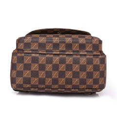 Vintage Style Leather Backpack Plaid Shoulder Bag for Women