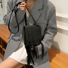Vintage Tassel Messenger Bag Women Shoulder Small Square Bag