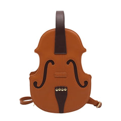 Women Violin Shape Leather Backpack Handbag Rucksack