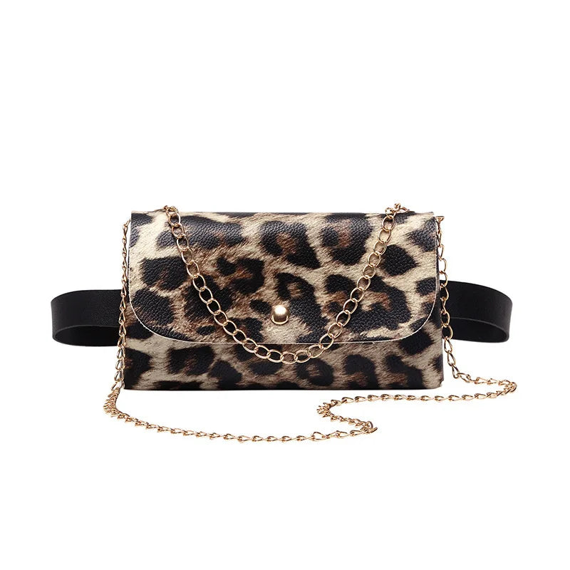 Leopard Waist Bag Crossbody Bag Pu Leather Fanny Pack Lady Bum Bag