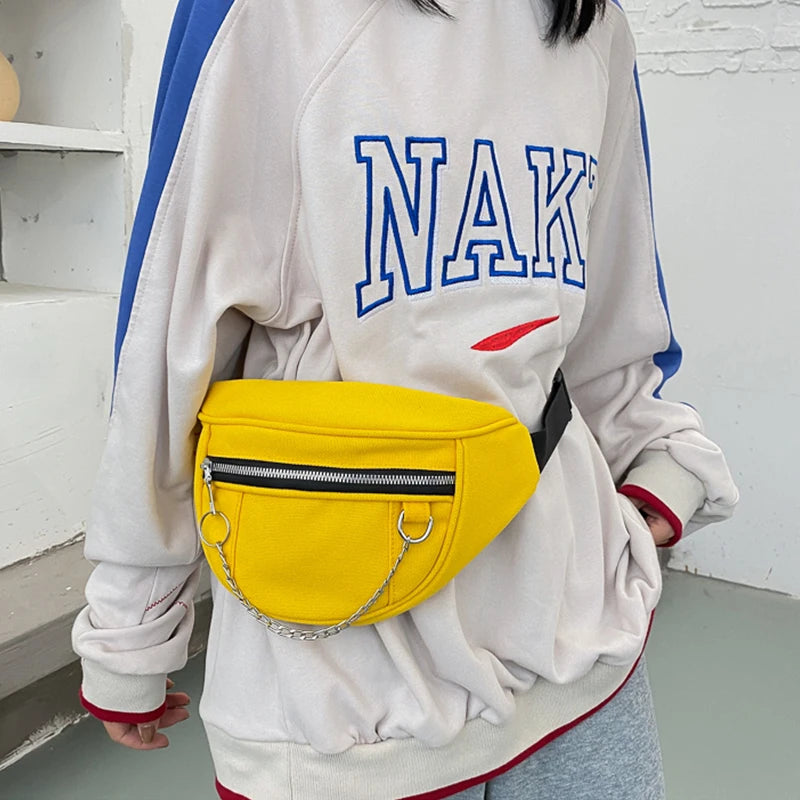 Women Waist Bag Adjustable Wide Belt Canvas Fanny Pack Ladies Travel Money Phone