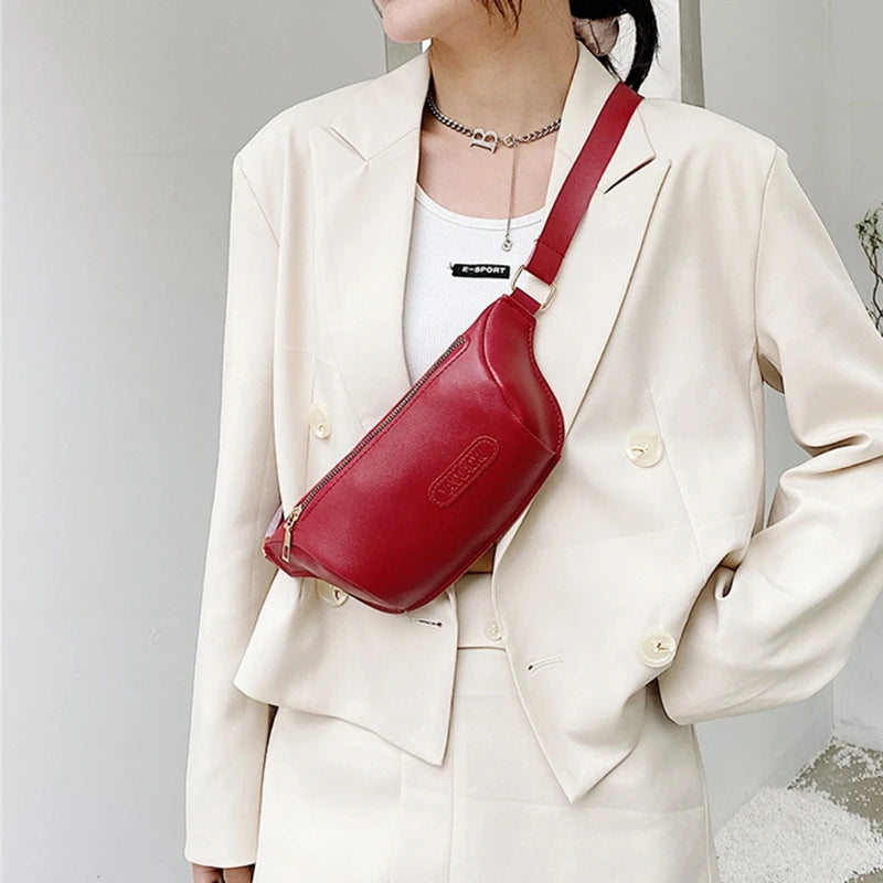 Women Waist Bag Fanny Pack PU Leather Lady Chest Bags