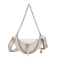 Leather Waist Bag Chain Crossbody Chest Phone Pack