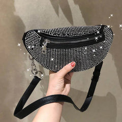 Women Flash Diamond Waist Bag Chain Fanny Pack Hip Bum Purse