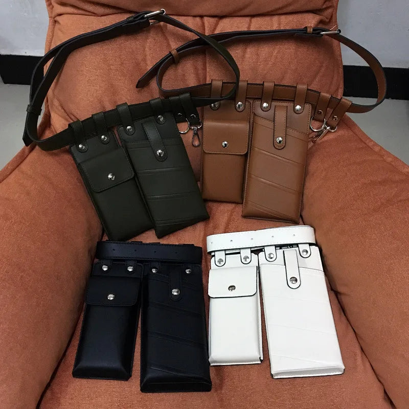 Women Waist Bag Hip Hop Leather Belt Bags Tactical Crossbody Chest Bag