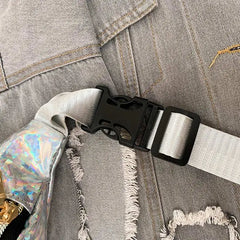 Women Waist Bag Holographic Fanny Pack Female Belt Bag Sliver Chest Bum Pouch