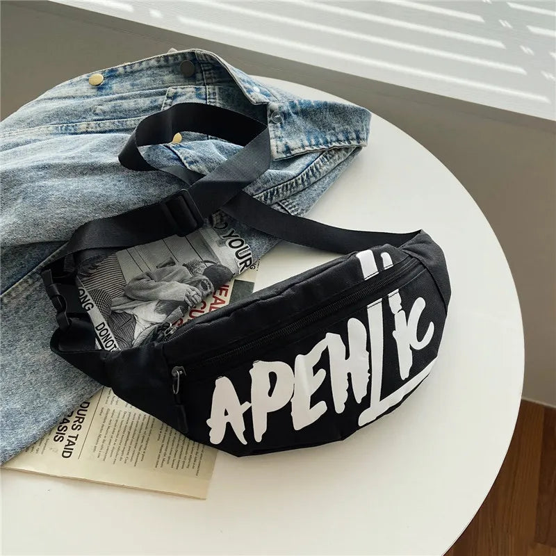 Women Canvas Waist Bag Fanny Pack Travel Chest One Shoulder Bag
