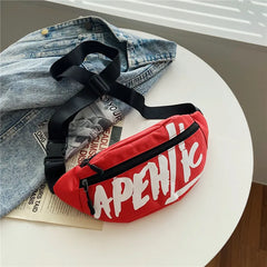 Women Canvas Waist Bag Fanny Pack Travel Chest One Shoulder Bag