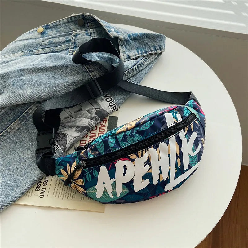 Women Canvas Waist Bag Fanny Pack Travel Chest One Shoulder Bag