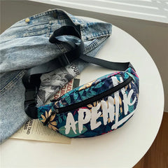 Women Canvas Waist Bag Fanny Pack Travel Chest One Shoulder Bag