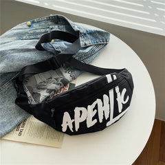 Women Canvas Waist Bag Fanny Pack Travel Chest One Shoulder Bag