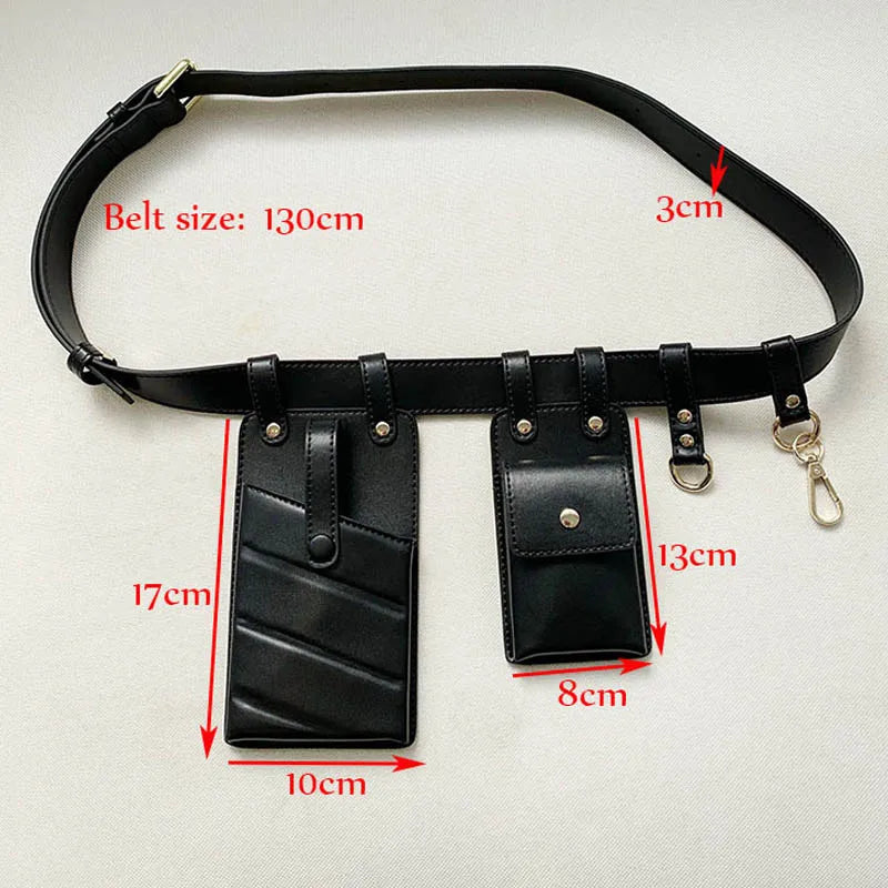 Women Waist Bag Leather Fanny Pack Punk Bum Belt Bag Women Phone Pouch
